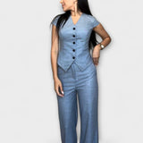 Ivy - Stylový Véčkový-Krk Top a Trouser Souprava