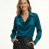 Odette — 100% Silk Dlouhý-Rukáv Košile