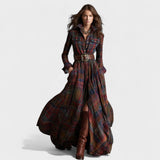 Clara | Maxi šaty s pásek a tartan vzor
