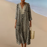 Darcy — Boho Maxi Šaty v Monochromatický Finish