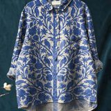Paula | Vintage-Inspirovaný Neformální Dámský Halenka s Indian Květinový Design