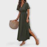 Heather - An elegantní Boho šaty s Véčkový-výstřih a dlouhý rukávy