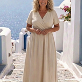 Ellen — Midi Šaty s Krátký Rukáv Zavinovací-Styl