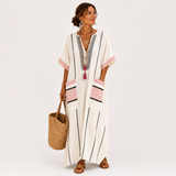 Adara — Cream Pruhovaný Kaftan