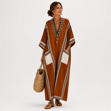 Nadia — Terracotta Etnický-Potisk Kaftan