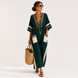 Noor — Zelený Etnický-Potisk Kaftan