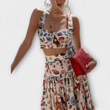 Heather - Stylový Dva-Kousek Skirt Souprava