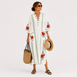 Elena — Bílý Květinový (Roses) Kaftan