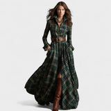 Clara | Maxi šaty s pásek a tartan vzor