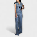 Ivy - Stylový Véčkový-Krk Top a Trouser Souprava