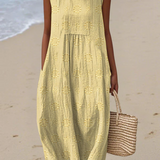 Cassandra — Boho Midi Šaty s Embroidery