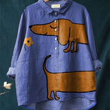 Ida | Umělecký Dachshund Potisk Neformální Halenka