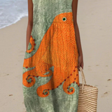 Chloe — Boho Midi Šaty s Coastal Motiv