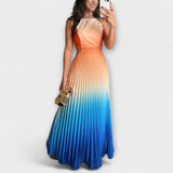 Haven – Stylový Bez zad Maxi Šaty s Gradient a Vázání Pleats