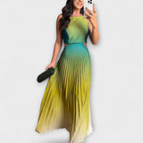 Haven – Stylový Bez zad Maxi Šaty s Gradient a Vázání Pleats