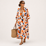 Layla — Orange Geometrický-Potisk Kaftan