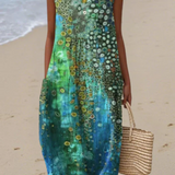Cressida — Boho Midi Šaty s Coastal Motiv