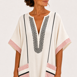 Adara — Cream Pruhovaný Kaftan