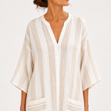 Aisha — Bílý Pruhovaný Kaftan
