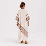 Amira — Bílý Etnický-Potisk Kaftan
