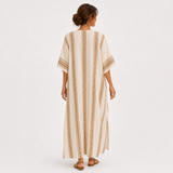 Dalia — Beige Etnický-Potisk Kaftan
