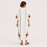 Elena — Bílý Květinový (Roses) Kaftan