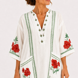 Elena — Bílý Květinový (Roses) Kaftan