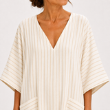 Farah — Beige Pruhovaný Kaftan