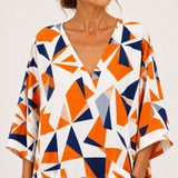 Layla — Orange Geometrický-Potisk Kaftan