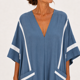Leila — Modrý Pruhovaný Kaftan