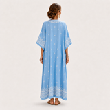 Lina — Sky Modrý Etnický-Potisk Kaftan