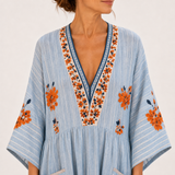 Marina — Modrý Vyšívaný Kaftan