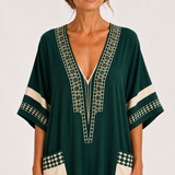 Noor — Zelený Etnický-Potisk Kaftan