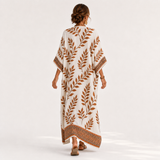 Nora — Cream Botanický-Potisk Kaftan