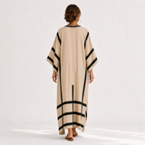 Salma — Beige s Černý Stripes Kaftan