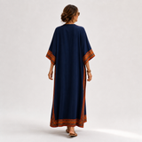 Samira — Modrý Etnický-Potisk Kaftan