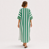 Zoé — Zelený Pruhovaný Kaftan