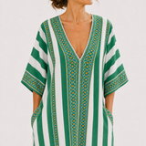 Zoé — Zelený Pruhovaný Kaftan