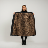 Prémiový Padded Kabát s Leopardí-Potisk Podšívka