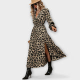 Natalie - Stylový Šaty s Leopardí Potisk