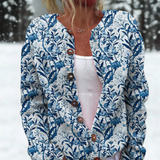 Mary | Modrý Botanický Potisk Kardigan