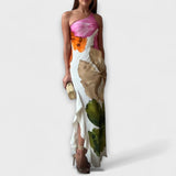 Sapphire - Elegantní Patchwork Maxi Šaty