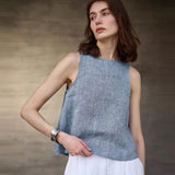 Marlowe — Reversible Chambray Lněný Vest