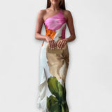 Sapphire - Elegantní Patchwork Maxi Šaty