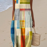 Candice — Boho Midi Šaty s Geometrický Potisk