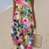Constance — Boho Midi Šaty s květinový potisk