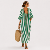 Zoé — Zelený Pruhovaný Kaftan