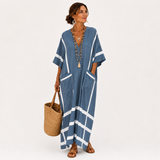Leila — Modrý Pruhovaný Kaftan