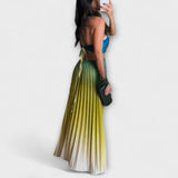 Haven – Stylový Bez zad Maxi Šaty s Gradient a Vázání Pleats