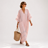 Soraya — Růžový Pruhovaný Kaftan